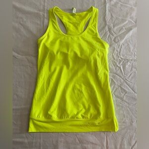 Extra Small Neon Yellow Under Armour Heat Gear Tank with Built in Bra